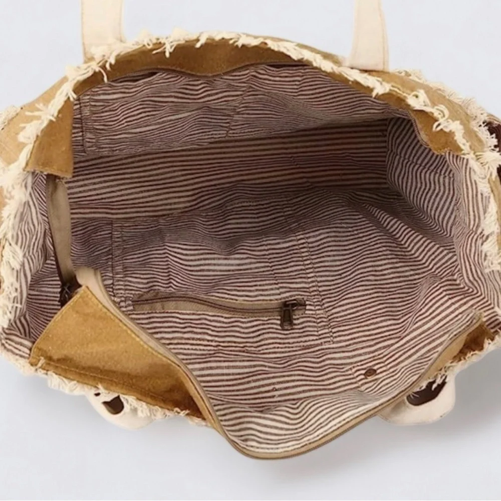 Vintage Inspired Parisian Canvas Crossbody Shoulder Bag